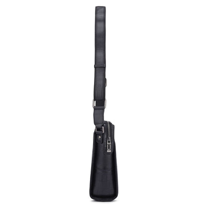 Croco Franzy Leather Men Sling - Black