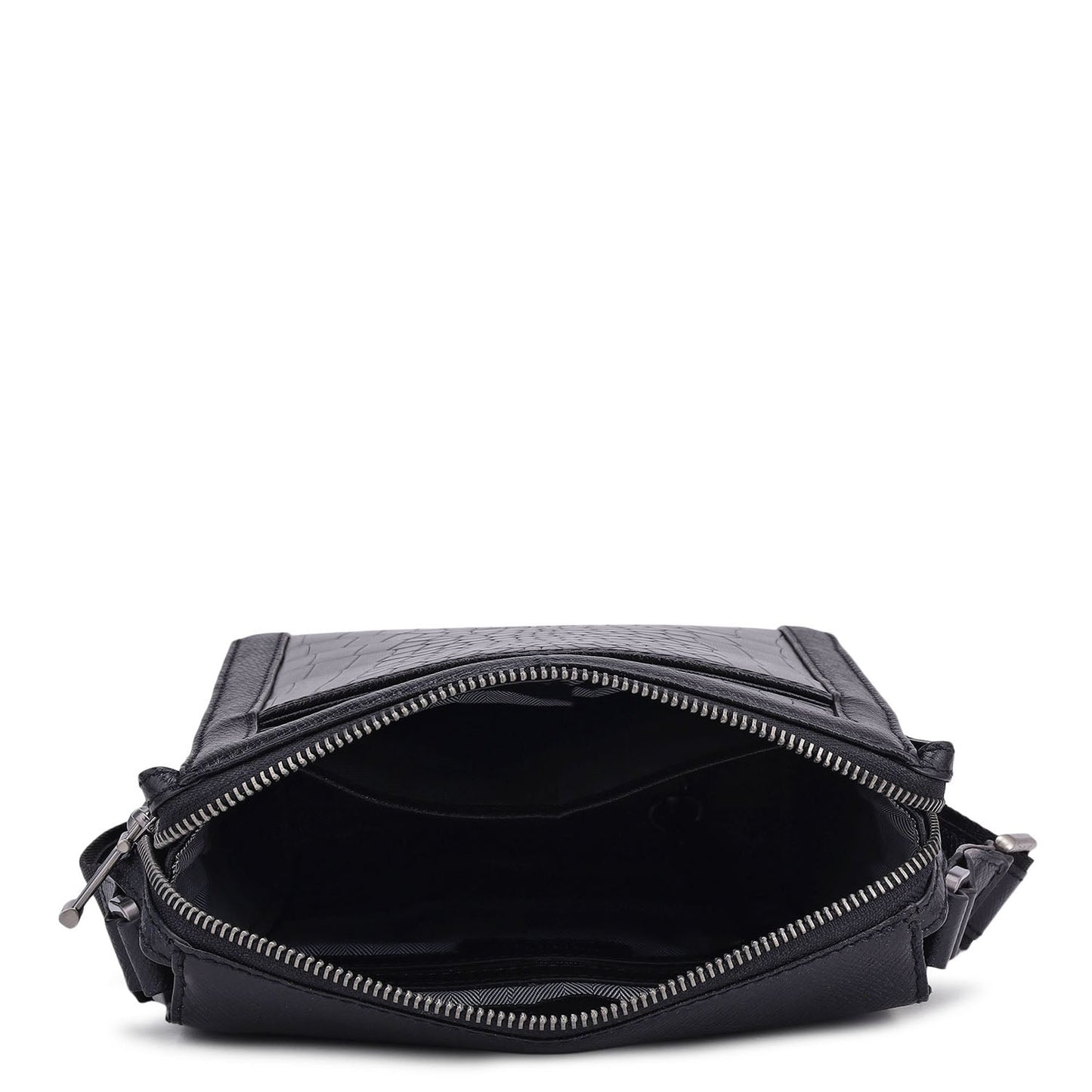 Croco Franzy Leather Men Sling - Black