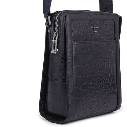 Croco Franzy Leather Men Sling - Black