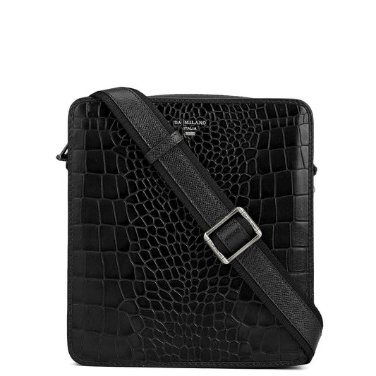 Croco Leather Men Sling - Black