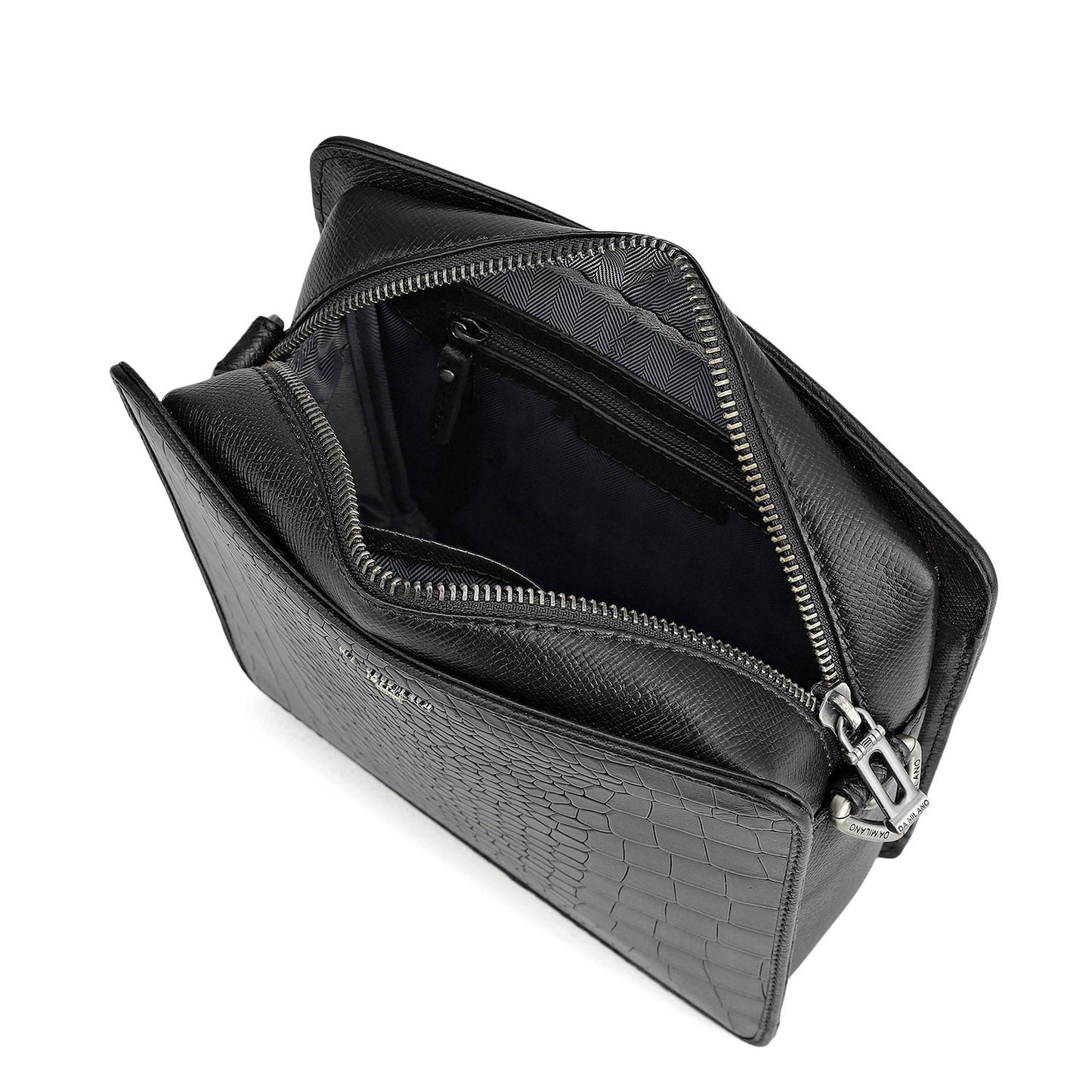 Croco Leather Men Sling - Black