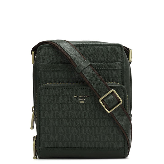 Monogram Franzy Leather Mens Sling - Petrol Green