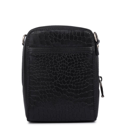 Croco Franzy Leather Men Sling - Black
