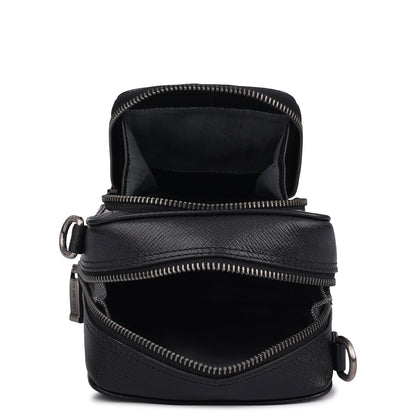 Croco Franzy Leather Men Sling - Black