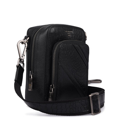 Croco Franzy Leather Men Sling - Black