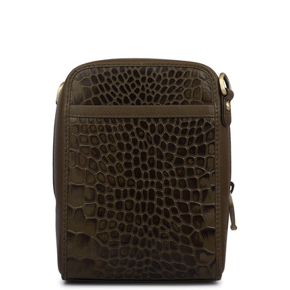 Croco Franzy Leather Men Sling - Military Green