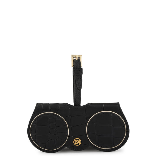 Croco Leather Spectacle Case - Black