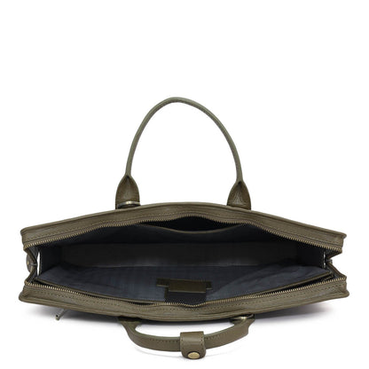 Croco Leather Laptop Sleeve - Military Green
