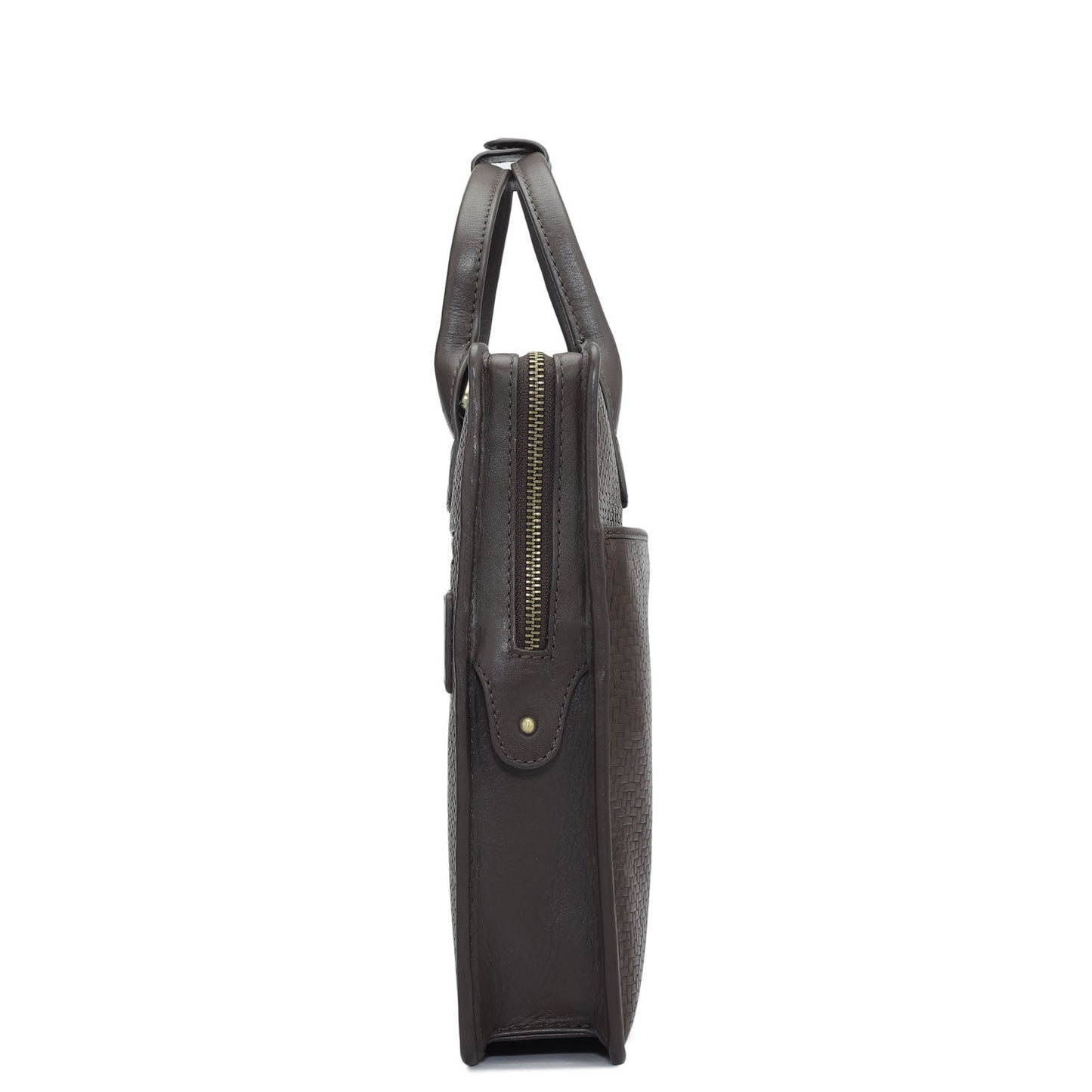 Mat Emboss Leather Laptop Sleeve - Brown