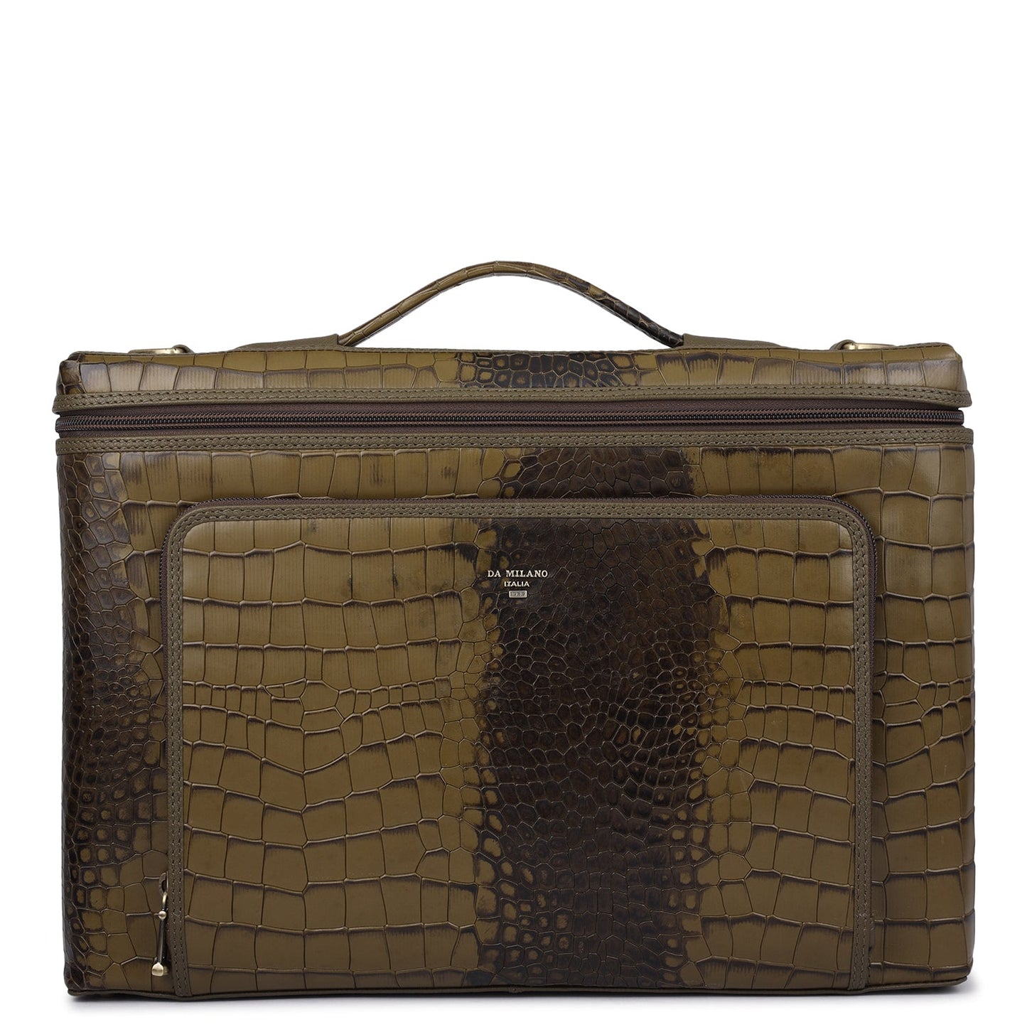 Croco Leather Laptop Sleeve - Military Green