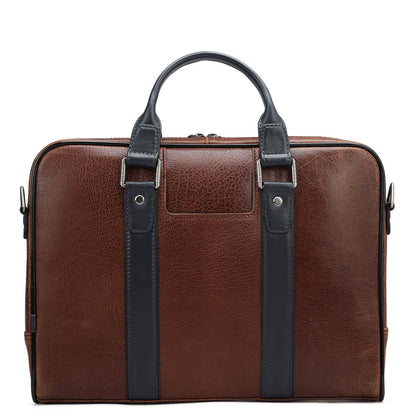 Elephant Pattern Leather Laptop Sleeve - Cognac