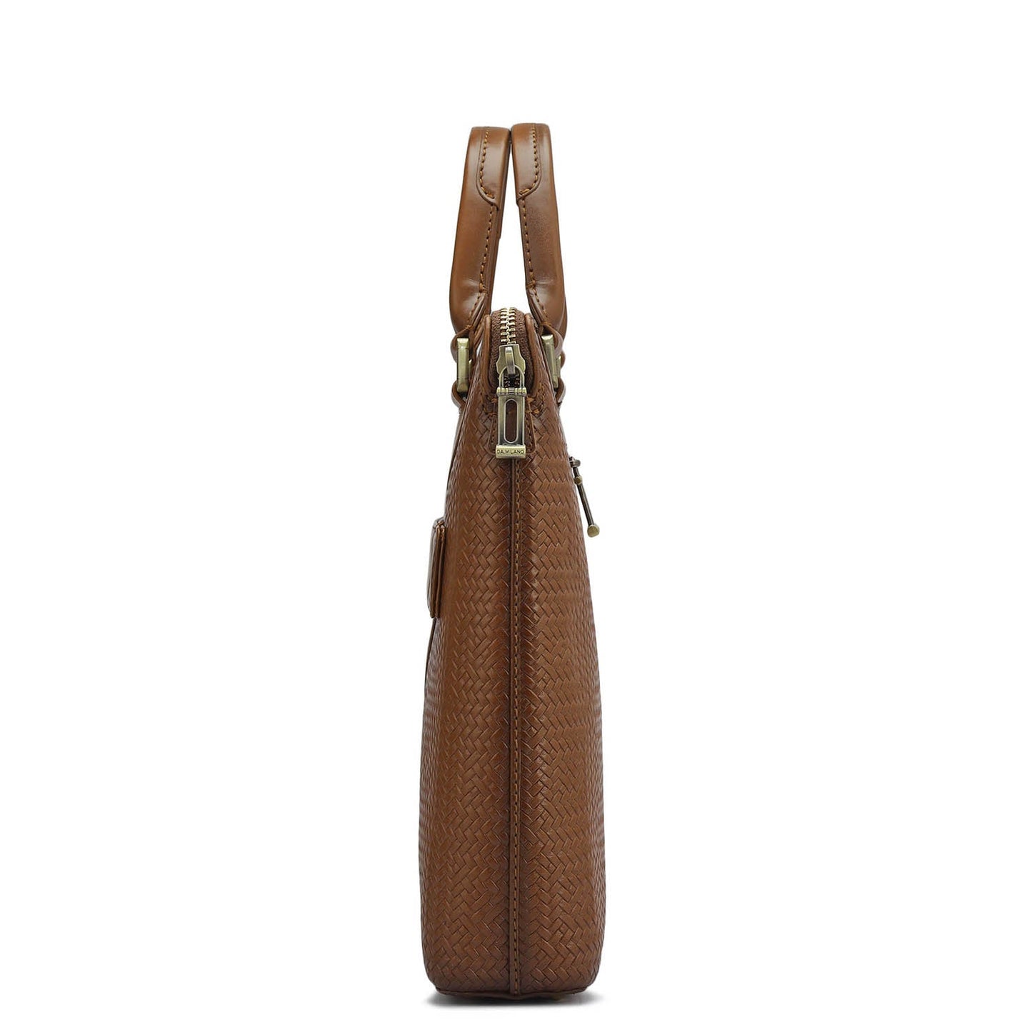 Mat Emboss Plain Leather Laptop Sleeve - Cognac