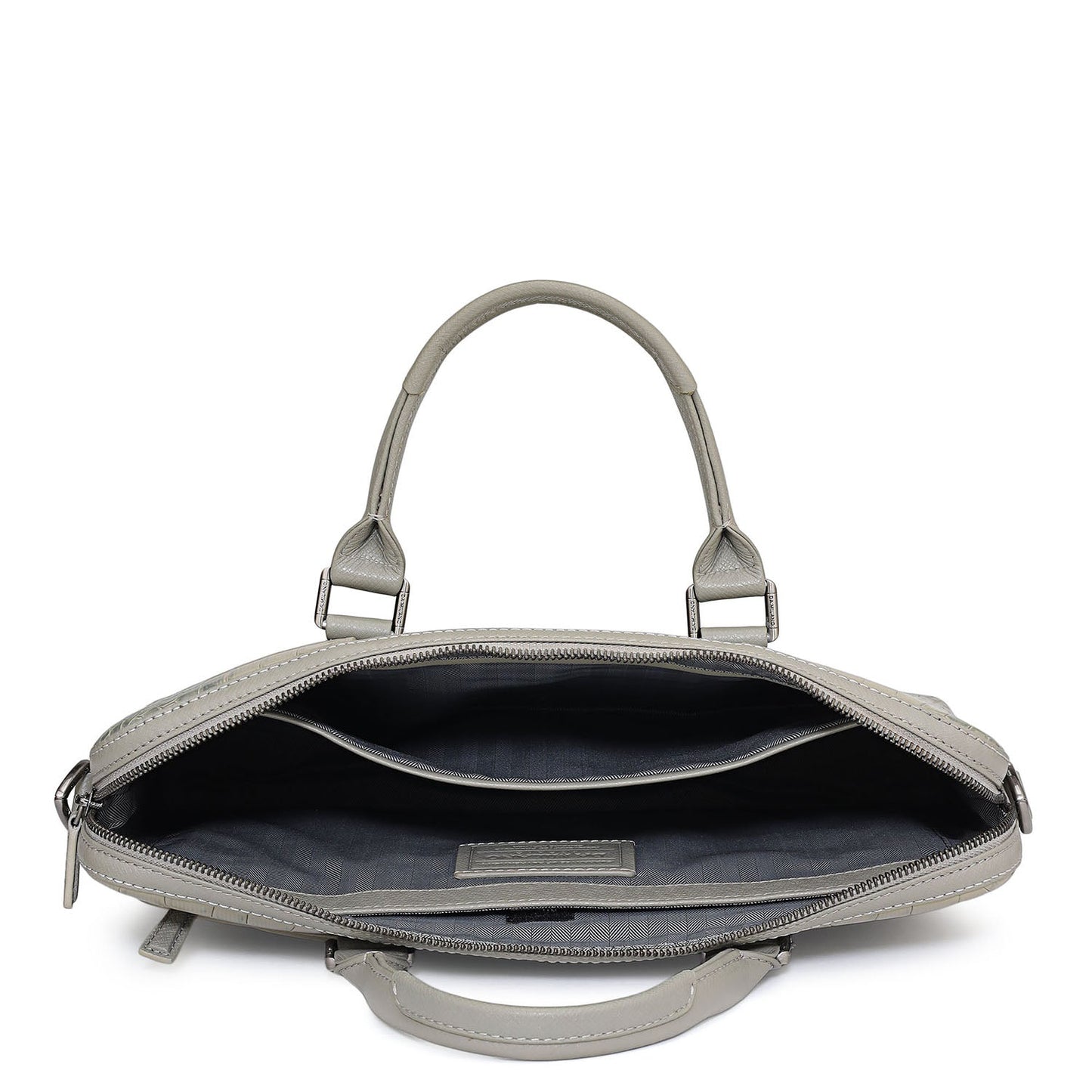 Croco Leather Laptop Sleeve - Stone Grey