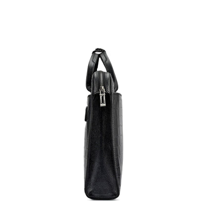 Croco Leather Laptop Sleeve - Black