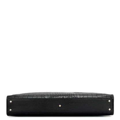 Croco Leather Laptop Sleeve - Black