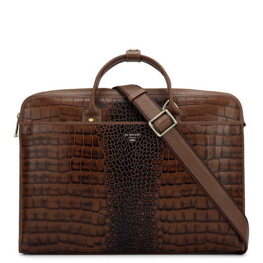 Croco Leather Laptop Sleeve - Date
