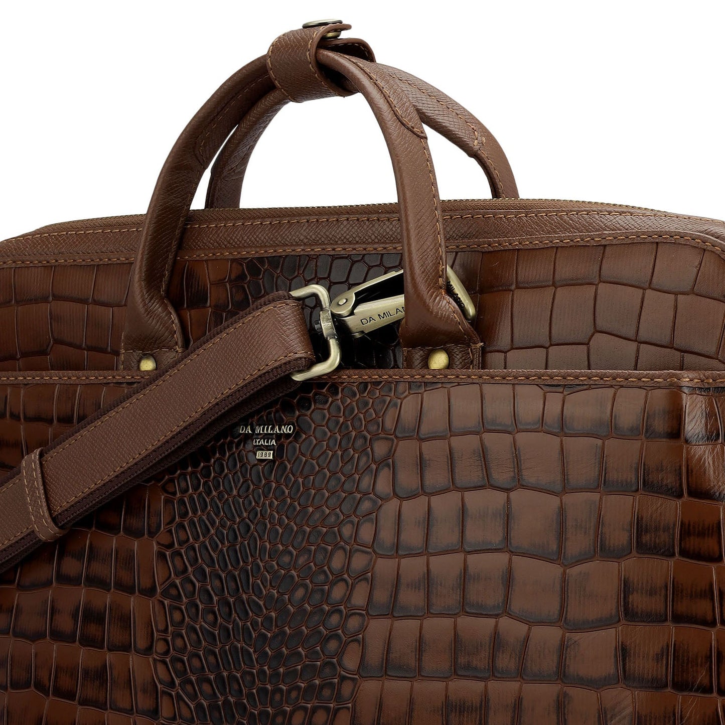 Croco Leather Laptop Sleeve - Date
