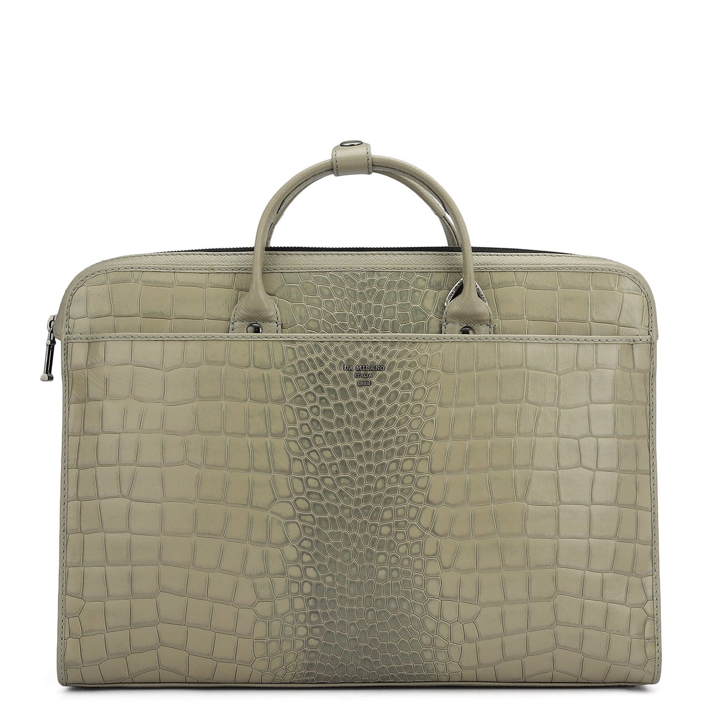 Croco Leather Laptop Sleeve - Stone Grey