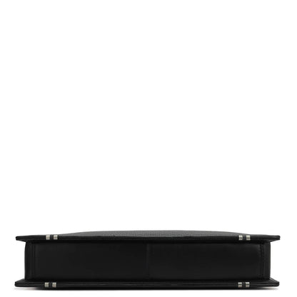 Mat Emboss Plain Leather Laptop Sleeve - Black