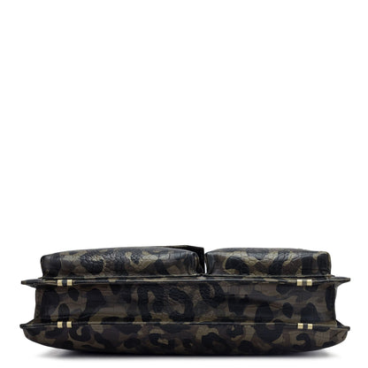 Military Green & Black Camouflage Leather Laptop Sleeve - Upto 14"