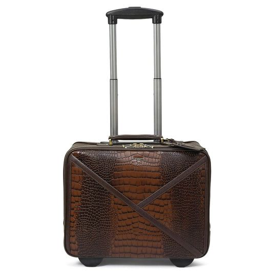 Croco Leather Cabin Trolley – Date