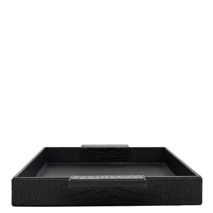 Croco Franzy Leather Tray - Black