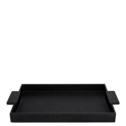 Croco Franzy Leather Tray - Black