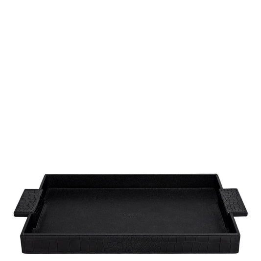 Croco Franzy Leather Tray - Black