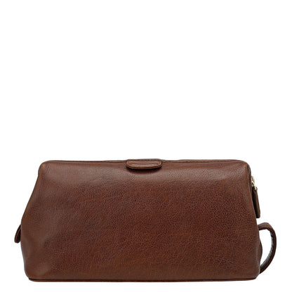 Elephant Pattern Leather Vanity Pouch - Brown