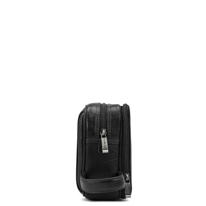 Elephant Pattern Leather Vanity Pouch - Black