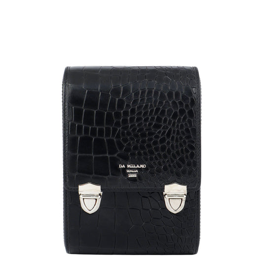Croco Leather Watch Box - Black