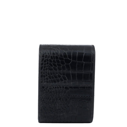 Croco Leather Watch Box - Black